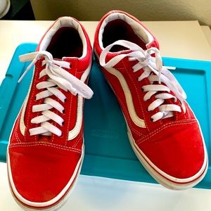 Red vans casual footwear for all.